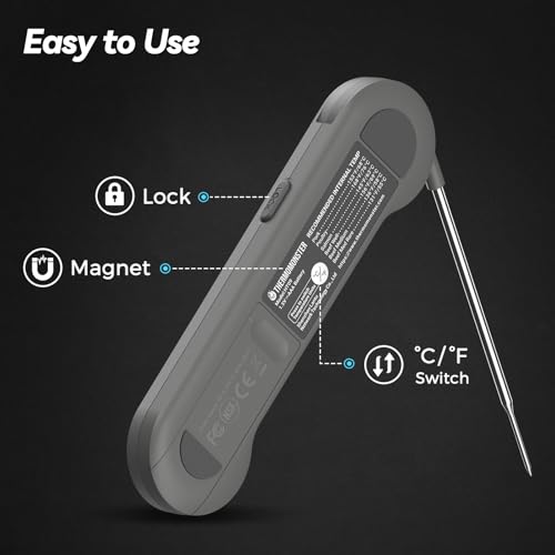 0.5 Sec Instant Read Meat Thermometer Digital for Cooking (Grey)