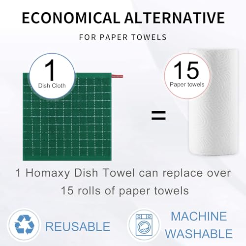 100% Cotton Terry Kitchen Dish Cloths (Dark Green / 12 X 12 - 12 Pack)