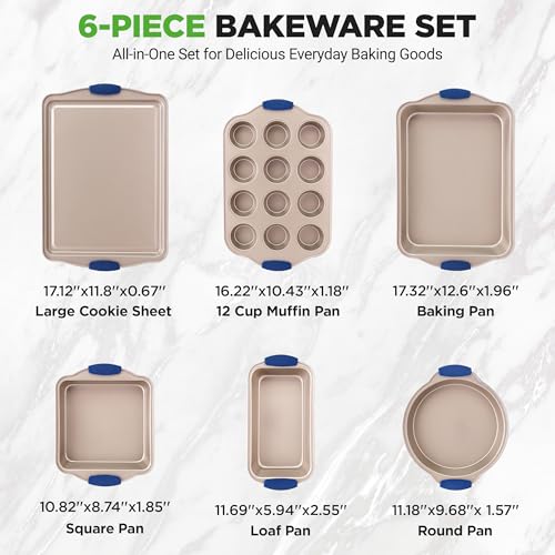 6 Piece Nonstick Bakeware Set (6 Pieces Set / Gold)