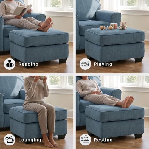 Ottoman Cashton Blue Rectangular Foot Rest (Blue)