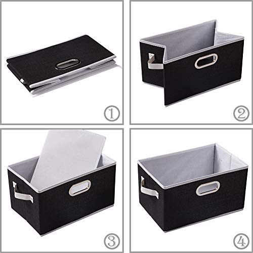 Large Collapsible Storage Bins for Closet [5 (Black / Large(5-Pack))