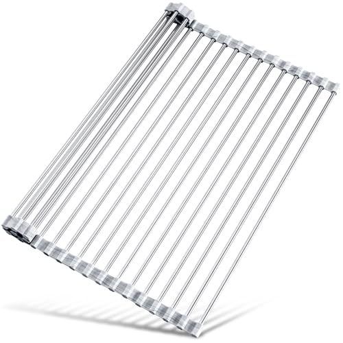 Roll Up Dish Drying Rack Over Sink (Marble / 17.7 x 15.5 in)