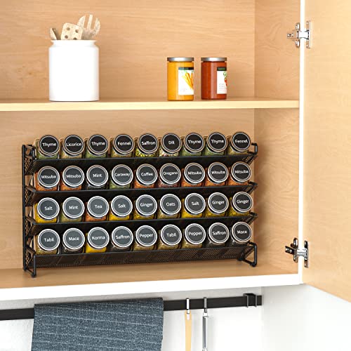 Spice Rack Organizer with 36 Spice Jars (17.2"W × 10.8"H / Black)