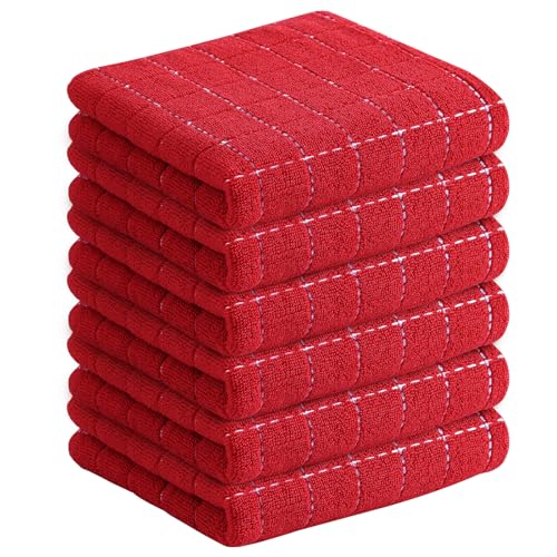 100% Cotton Terry Kitchen Towels (Red / 13 X 28 - 6 Pack)