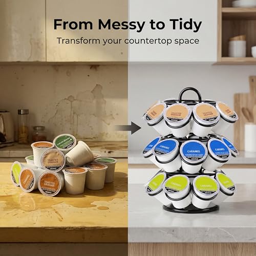 Rotating Coffee Pod Holder for Keurig Pods (27 Pods Capacity-Black)