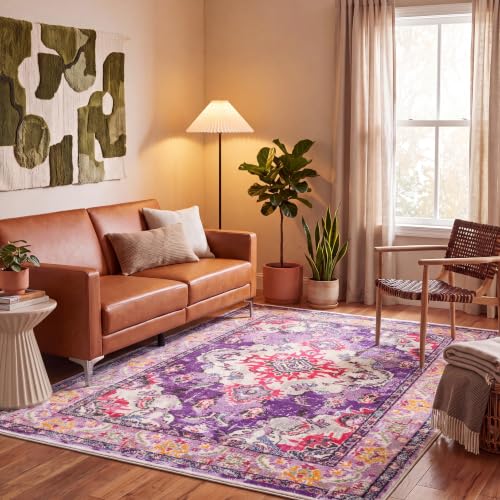 Monaco Area Rug 5'1"x7'7" (5'1" x 7'7" (Rectangular) / Violet/Fuchsia)