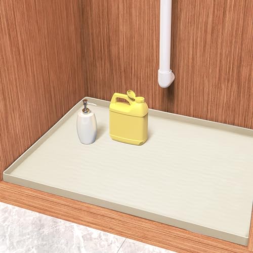 Waterproof Silicone Under Sink Mat (Cream / 22"W x 28"L)