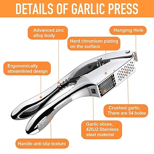 Garlic press and slicer 2 in 1 (Pearl White)