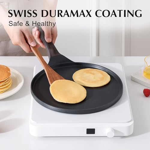 12 Inch Nonstick Crepe Pan Granite Coating Pancake Pan Black (Black / 12 Inch)