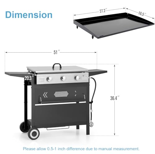 3 Burner Propane Gas Griddle Flat Top Grill for Outdoor Cooking BBQ (Free Standing Griddle)
