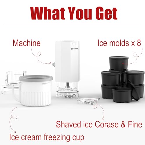 Shaved Ice Attachment and 1 Pack Ice Cream Maker Attachment Set Fit for KitchenAid Stand Mixer (1 x ice cream + 1 x shaved ice / Mat White)