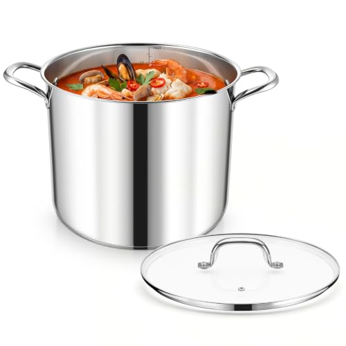 14 Quart Stainless Steel Stock Pot with Lid (14 Quarts)