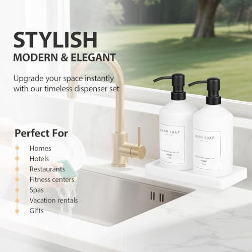 White Glass Kitchen Soap Dispenser Set (White Bottle + Black Pump)