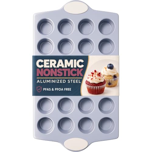 24 Cup Ceramic Nonstick Mini Muffin Pan & Cupcake Tin (Cream / 24 Cup Mini Muffin Pan (1 pack))