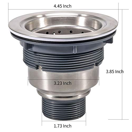 3-1/2 Inch Sink Drain Assembly Kit, Removable Deep Sink Strainer Basket with Sink Stopper/Sealing Lid for Home, Kitchen, Stainless Steel (Silver)