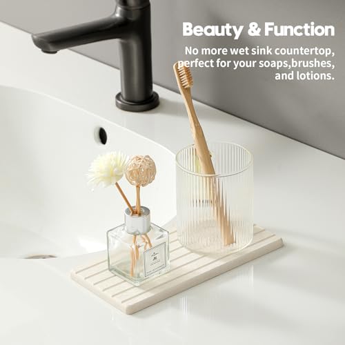 2 Pack Greige Bathroom Sink Vanity Trays (Beige / 8"x 3.8")