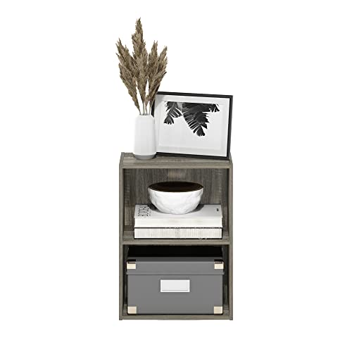 LUDER 2 Tier Book Shelf (French Oak / 2-Tier, 9 x 16 x 21)