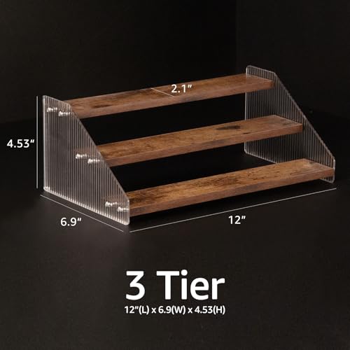 Tiered Spice Rack (Rustic Brown 3 Tier 12")