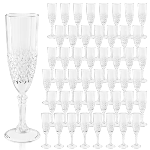 48 Pack Plastic Champagne Flutes (Transparent)