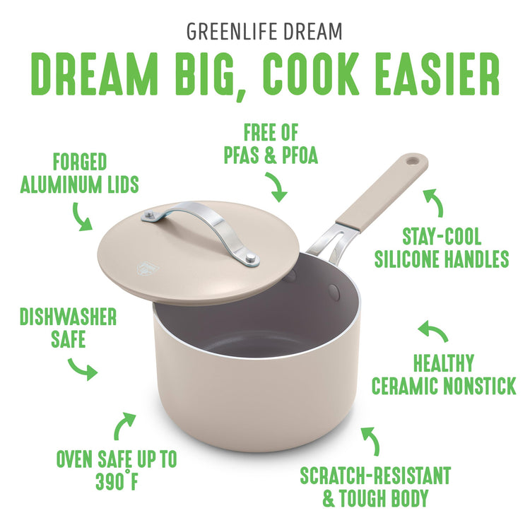 2 Quart Nonstick Saucepan with Lid (2QT Saucepan with Lid / Taupe)