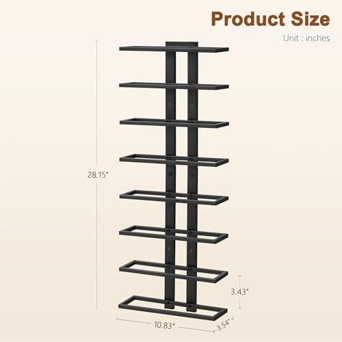 8 Tier Wall Mount Wine Rack (1 Pack (8 Bottles) / Black)