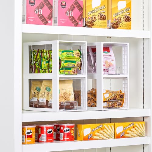 4 Pack Large Stackable Storage Drawers (White( 4 Pack) / Large)