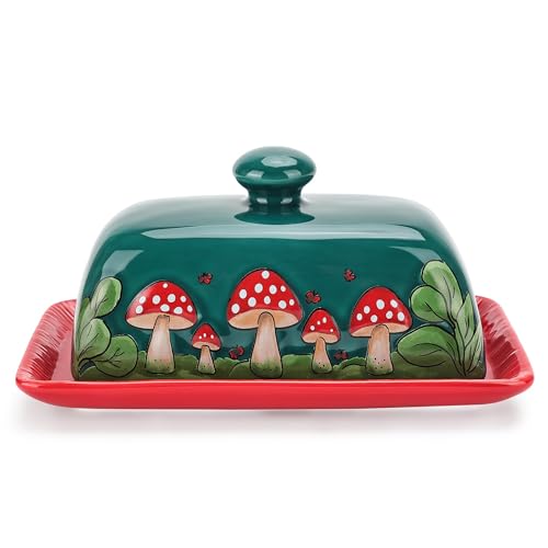 Ceramic Butter Dish with Lids (Red & Green / Standard)