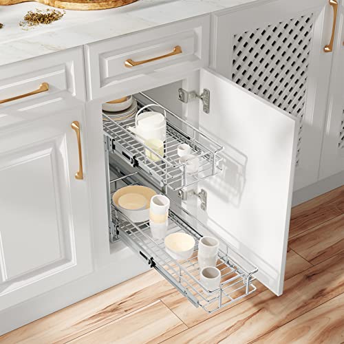Individual Pull Out Cabinet Organizer (2 Tier / 5½"W x 21½"D)