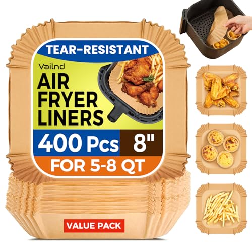 400 Pcs 8" Square Air Fryer Liners Disposable (8" Square)