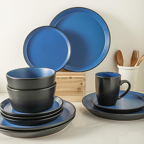 Albie Stoneware 16 (16 Piece - Service for 4 / Blue and Black)