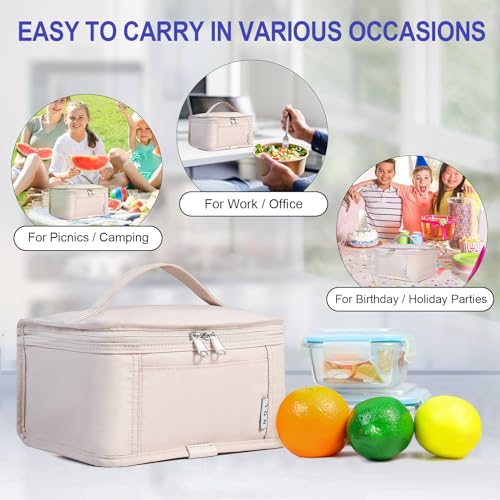 NOL Small Lunch Bag Mini Lunch Box Insulated Lunch Bag for Men (Cream / Medium(5 Liters))