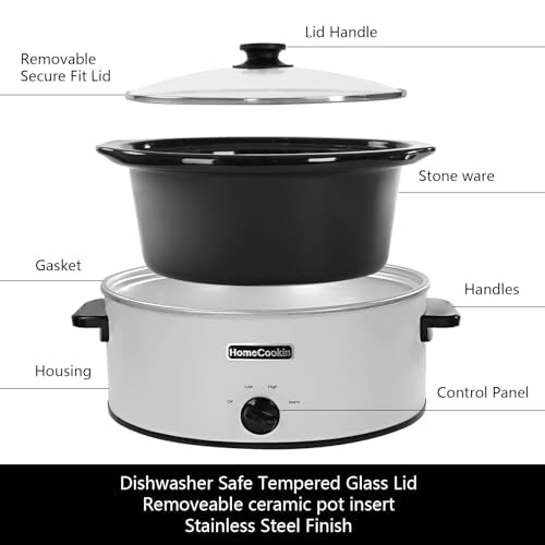 7 Quart Slow Cooker Oval Manual Pot Food Warmer with 3 Cooking Settings (7 Quarts / White 2)