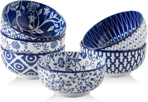 4 Oz Ceramic Mini Dipping Bowls Set of 6 (Vintage Blue / 4oz)