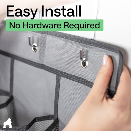 Over the Door Shoe Organizer (Grey / 24 Extra Large Pockets/4 Hooks)