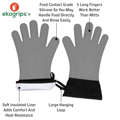 Ekogrips®+ Oven Gloves with Fingers (Gray / S/M)