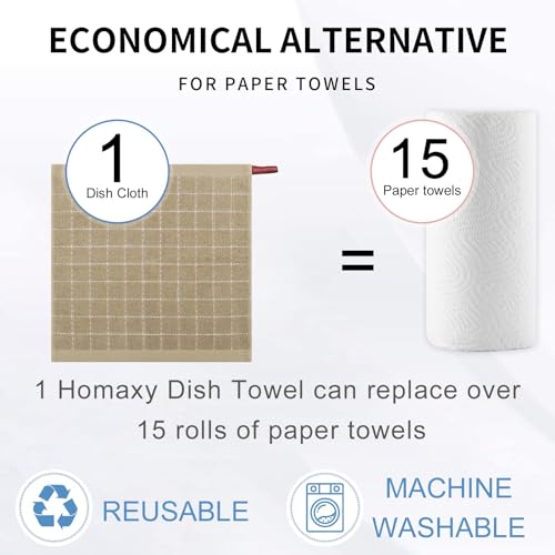 100% Cotton Terry Kitchen Dish Cloths (Tan / 12 X 12 - 8 Pack)