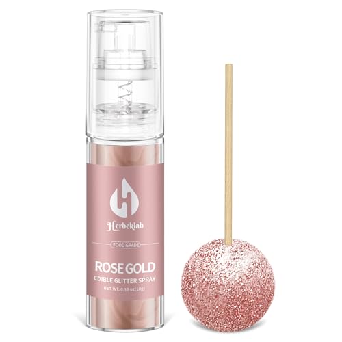 Rose Gold Edible Glitter Spray 10g Herbeklab Edible Rose Gold Glitter for Cakes Food Grade Drink Glitter for Cocktails Chocolate Cake Pop Strawberry (Rose Gold)