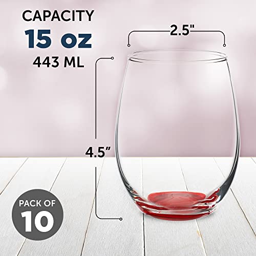 Stemless Wine Glasses in Bulk by ARC Perfection (Blank – Red / 10 Count (Pack of 1))