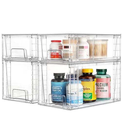 Clear Stackable Storage Drawers (3 Medium+3 Small)