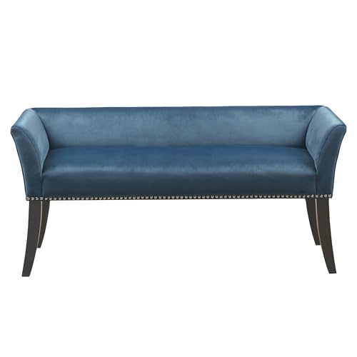 Accent Bench Upholstered with Nailhead Trim (Blue)
