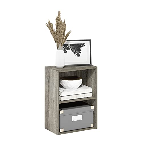 LUDER 2 Tier Book Shelf (French Oak / 2-Tier, 9 x 16 x 21)