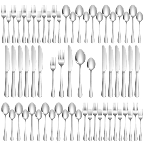 60 Piece Silverware Set for 12 (Silver / 60-Piece)