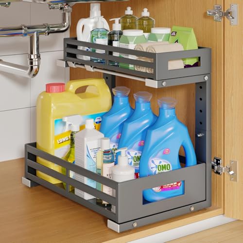 1 Pack Under Sink Organizers and Storage (Gray / 1 Pack-15.7"Dx11.4"-16.34"H)