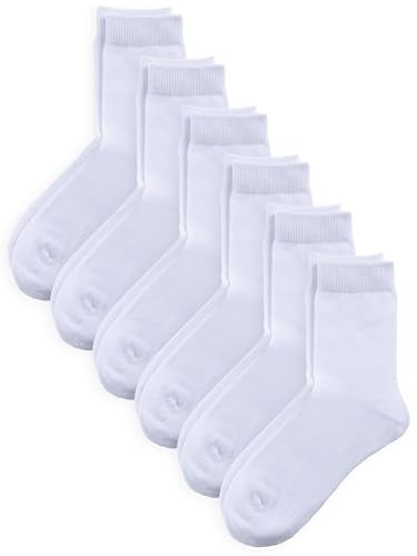 Unisex Kids Boys Girls Soft Cotton School Socks 8 (Large / White)