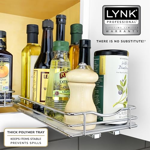Pull Out Spice Organization for Cabinets (Chrome / 6-1/4" - 1 Tier)