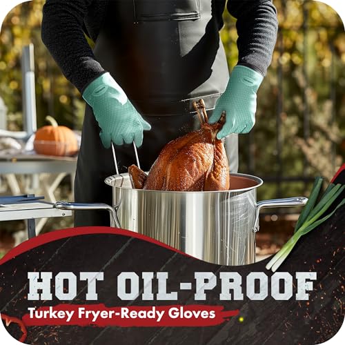 XL Silicone Smoker BBQ Gloves (Mint / X-Large)