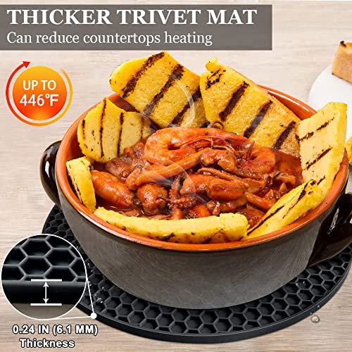 Silicone Trivet Mats (7+9in, 4 Nordic Grey Round)