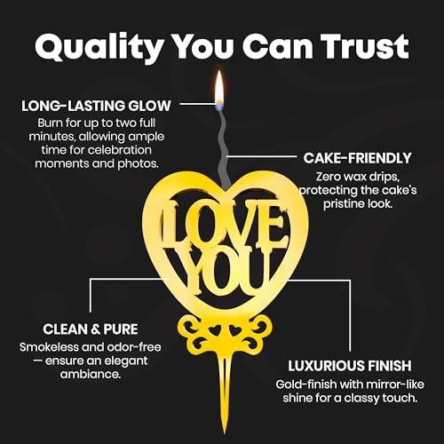 Love You Reusable Gold Romantic Cake Candle (Love You)