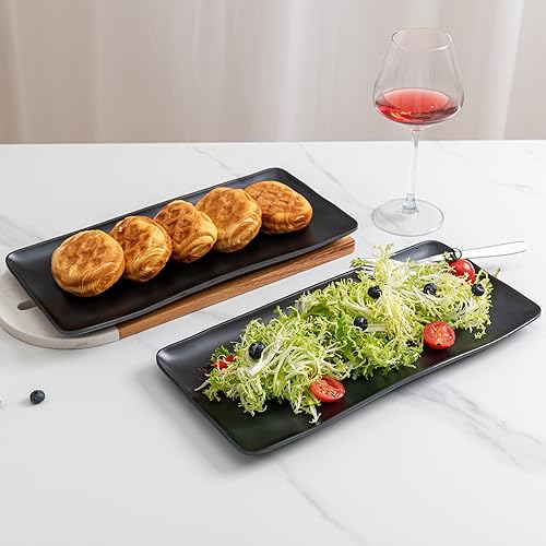 Melamine Rectangular Serving Platters and Trays set (Black Rectangular Platter)