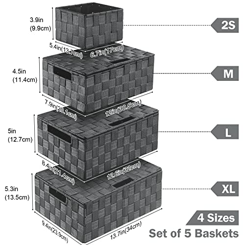 Storage Baskets with Lids (Grey / 5pack with Lids)